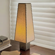 Moderne Geometrische Metall-Tischlampe – Pergament-Schirm für Schlafzimmer-Nachttischbeleuchtung